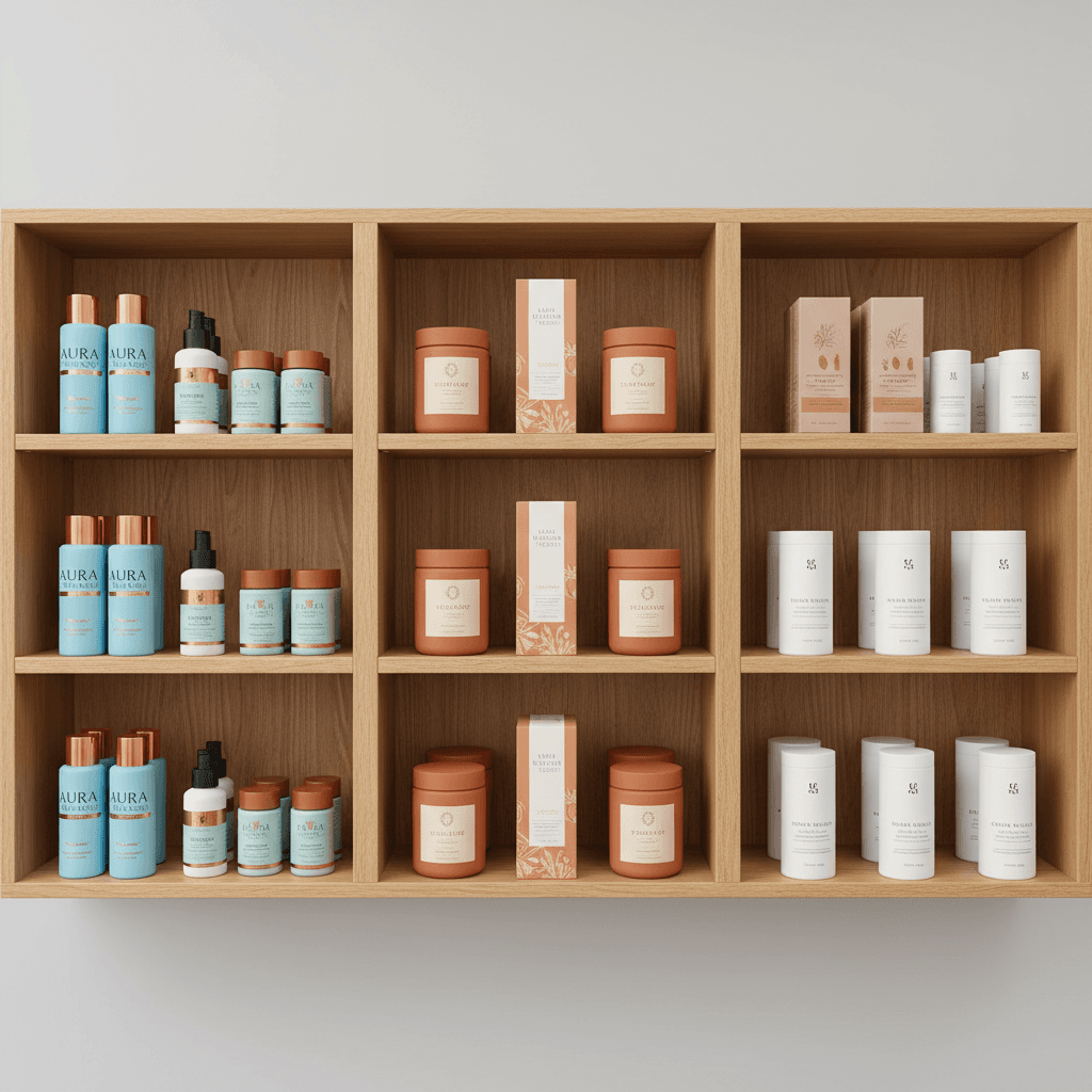 Diverse health and wellness product brands on display