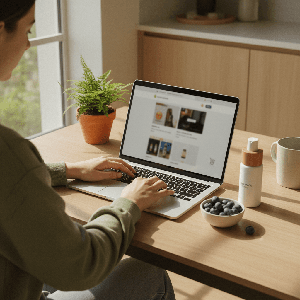 Customer browsing wellness products online